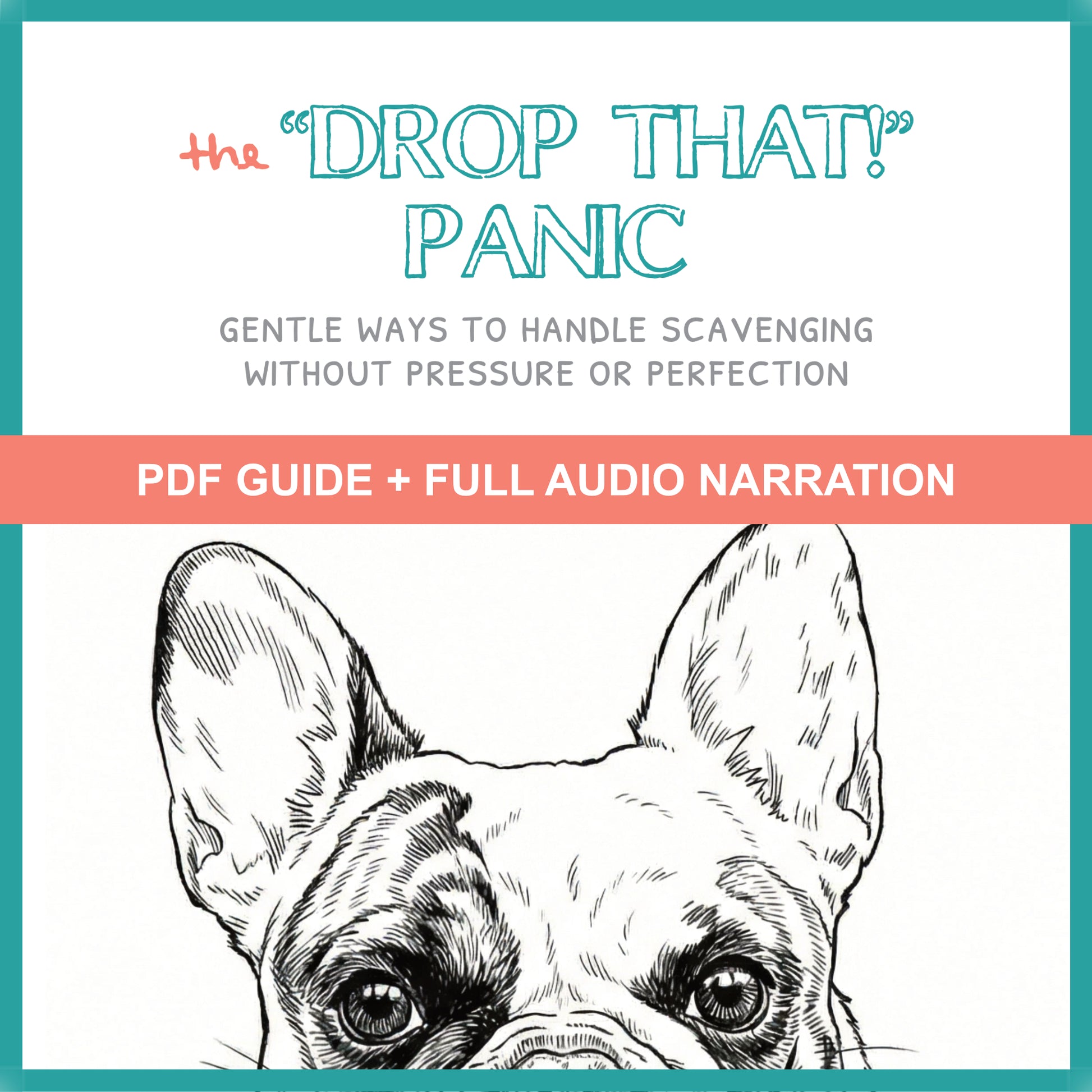 Book cover with a dog illustration and text about handling scavenging without pressure or perfection.